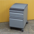 Grey 2 Drawer Rolling Pedestal with Cushion, Locking